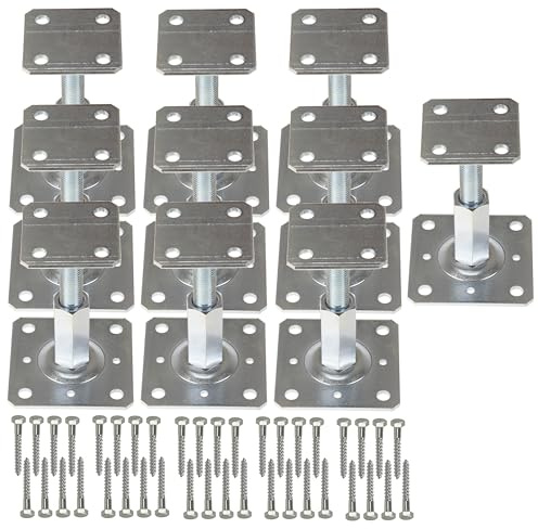 FEINZ - Supports de poteaux 110 x 80 mm, hauteur réglable de 90 à 160 mm - Embouts de poteaux - Pieds de support - Embouts de poutres, réglables - Pieds de support - Supports de poteaux