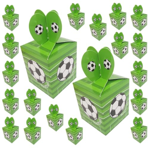 ibasenice 50 Stück Fußball Themen Pralinenschachteln aus Papier Geburtstags Süßigkeitenboxen mit 50 Stück für Party und Feier Kreative Geschenkverpackung im Fußballstil