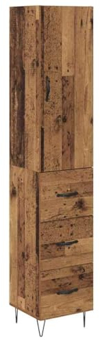 Langlebiges Beistellschrank Highboard Holzwerkstoff 34,5x34x90 cm - Stabiles Highboard mit viel Stauraum - Modernes Sideboard mit praktischen Türen - Elegantes mit Metallfüßen