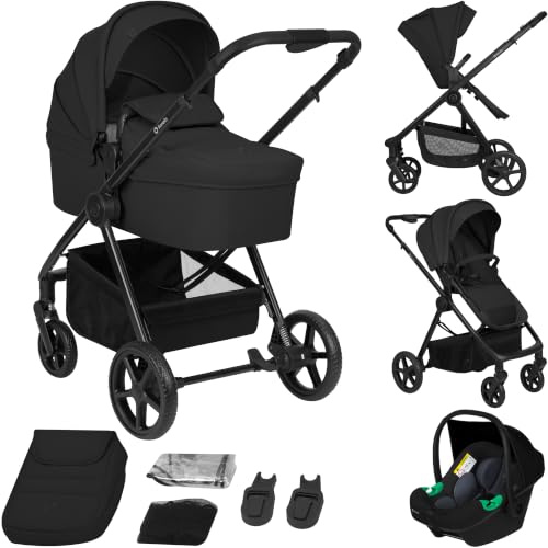 Lionelo Greet Kinderwagen 3 in 1 ab Geburt bis 4 Jahre, bis 22 kg, Reisesystem mit Babyschale, großer Babywanne, Kinderbuggy vorwärts und rückwärts, leichter Alu-Rahmen, Federung, UPF50+ Verdeck