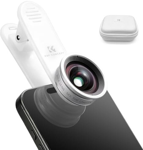 K&F CONCEPT Selfie Front Wide Lens, 18mm Equivalent | +43% Wider View, HD AR Coated Optical Glass, 25g Lightweight Aluminum Housing, Fits Front & Rear Cameras - JW01