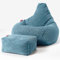 Lounge Pug, Gaming Sitzsack Sessel mit Hocker, Cord Türkis