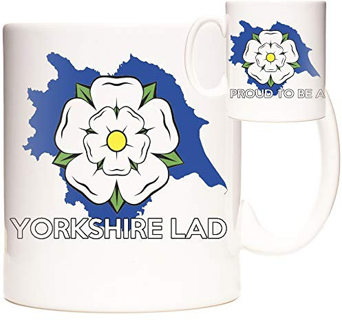 Yorkshire Gift Mug, Proud to Be A Yorkshire Lad. Patriotic 11oz Ceramic Gift Coffee Mug. Yorkshire Theme Gift for Tea Coffee or Hot Chocolate