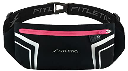 Fitletic Modern Sports Running Belt for Men & Women – Water Resistant Pouch - Fits All Smart Phones- Lightweight, Low Profile Design –Lycra Coated with Inner Card Organizer Pocket