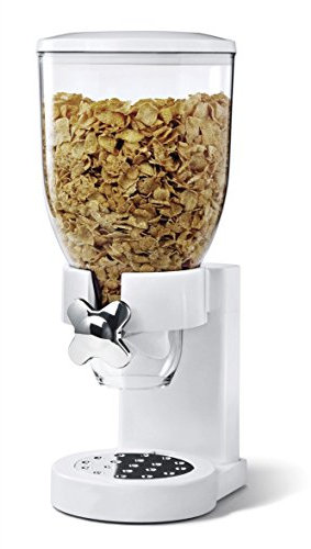 SHINE ® Single Cereal Dispenser Dry Food Container Pasta Kitchen Machine White & Black (White)