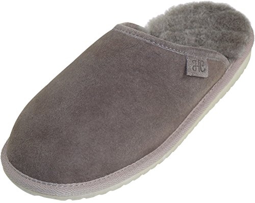 Harrys-Collection Extra Dicke Lammfell Pantoffeln für Herren Flache Form, Farben:Sand, Schuhgröße:43