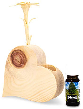 Zirbenduftset Herz (Naturbelassen + Bio-Zirbenöl (10ml) …)