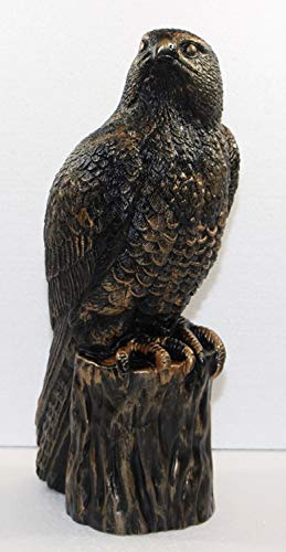 RAKSO Figur Falke sitzend auf Felsen Deko Dekofigur Kupfer-Antik aus Kunststoff H 40 cm
