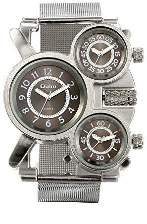 Avaner Herren Armbanduhr Analog Quarzwerk mit Edelstahl Meshband und DREI Zeitzonenanzeige