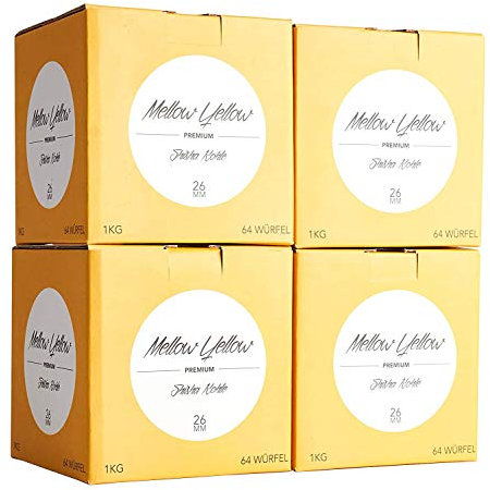 Mellow Yellow Shishakohle 4 kg, Würfel, Premium Kokos-Naturkohle