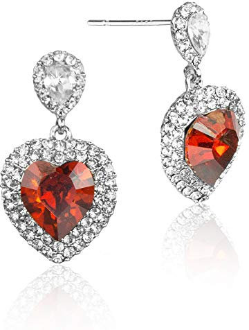 LUISIA Ohrstecker Herz mit Kristallen von Swarovski - Rot/Kristall