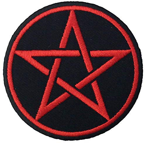 Goth heidnische Symbole Pentagramm Bestickter Aufnäher zum Aufbügeln/Annähen