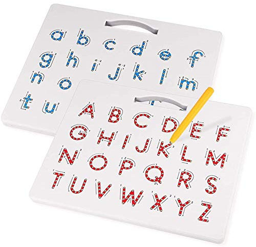 2 in 1 STEM Educational Magnetic Alphabet Letter Tracing Board - Learning ABC Letters Kids Drawing Board with Stylus Pens for Boys and Girls