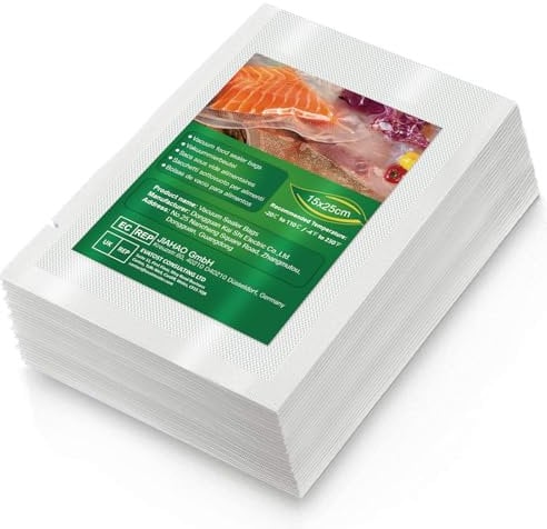BoxLegend Vacuum Food Sealer Bags 15x25cm/100 Bags Textured Food Vacuum Sealer Bag Thick Embossed Bags Upgrade Design Pre-Cut Bag BPA Free for Food Storage Sous Vide Cooking