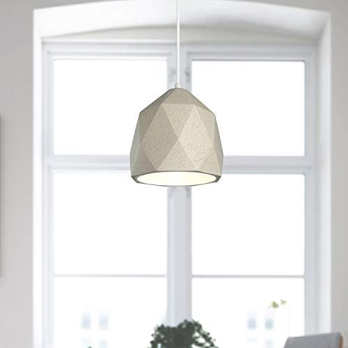 Paco Home Pendelleuchte, E27, Lampe Für Wohnzimmer Esszimmer Küche, Höhenverstellbar, Farbe: Beton-Sandstein-Weiß, Leuchtmittel: ohne Leuchtmittel