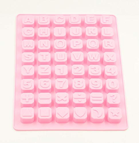 Selecto Bake Moldes de silicona con forma de letras del abecedario, bandeja con 40 rejillas, molde de silicona para chocolate, moldes para gelatina del abecedario, moldes para tartas, velas