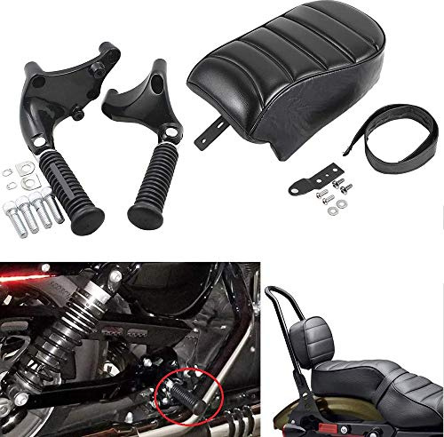 Hokuotolite Passenger Pillion Seat with Passenger Footpeg Mount Kit fits for Harley 2016-2022 Sportster Iron 883 XL883N Models