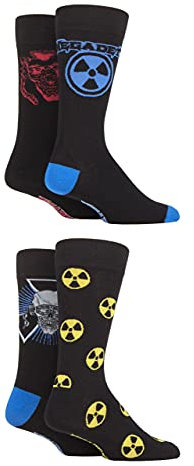 SockShop Rock and Heavy Metal Mens Megadeth Exclusive to Gift Boxed Cotton Socks Pack of 4 Black 6-11