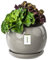 botle Blumentopf Blumenübertopf grau Kugel Blumenschale mit Untersetzer Rund BxH 110 mm x 100 mm Oberfläche Glanz Keramik Modern Glamour
