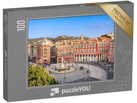 puzzleYOU: Puzzle 100 Teile „Luftaufnahme von Place Massena mit Brunnen, Nizza, Frankreich“ – aus der Puzzle-Kollektion Nizza