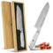 EKVALLY • BIE Damastmesser Santoku Kochmesser 18cm Klinge 73 Lagen AUS10 extrem scharf Profimesser aus Damast