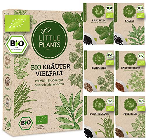 Nachhaltiges BIO Kräuter Samen Set - 6 Sorten Küchenkräuter, 100% Natürlich - BIO Saatgut Kräutersamen für Kräutergarten - Beliebte Pflanzen Samen