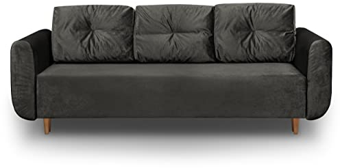 bonni Schlafsofa SEWILLA im skandinavischen Stil, Sofa mit Bettkasten und Schlaffunktionn, Klappsofa, Schlafcouch, Bettsofa, Couch vom Hersteller, Couchgarnitur, Sofagarnitur (Graphit)
