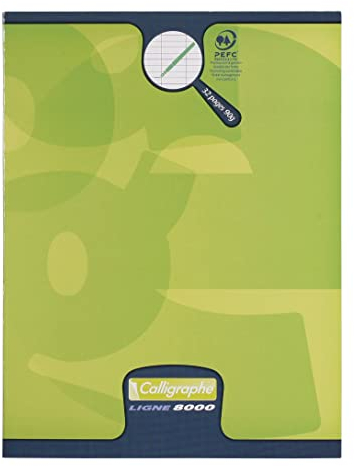 Calligraphe 108703AMZC Lot de 6 Cahiers d'Écriture Agrafés Verts (une Marque de Clairefontaine) - 17x22 cm - 32 Pages Grands Carreaux 3 mm Agrandis 12/12 - Papier Blanc 90 g - Couverture Carte Offset