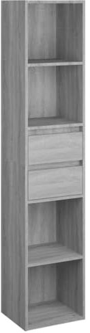 vidaXL Bücherregal, Bücherschrank mit viel Stauraum, Standregal für Schlafzimmer Wohnzimmer Büro, Büroregal Aktenregal Regal, Grau Sonoma