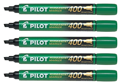 PILOT Set of 5 Permanent Markers SCA 400 Wide Bevel Tip Greenaa