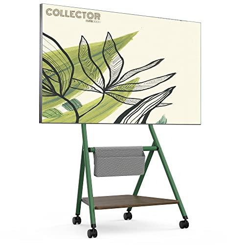 FITUEYES Design Mobile TV Stand for 46 50 55 60 65 Inch TV, TV Cart Floor Stand with Mount for LCD/LED Flat Curved Screens, Modern Corner TV Stand with Wooden Storage Shelves, COLLECTOR Series