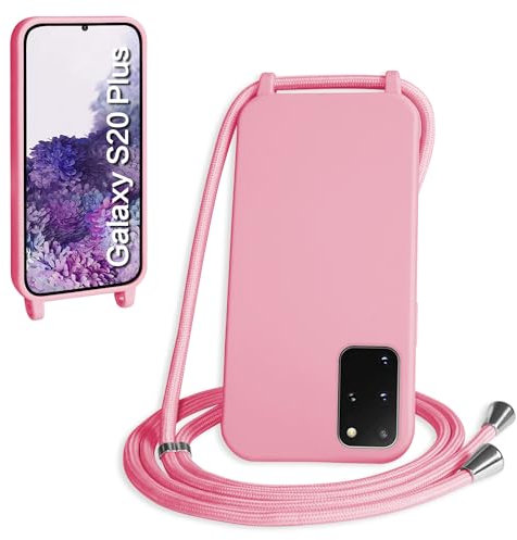 WenBaby Handykette für Samsung Galaxy S20 Plus Hülle mit Band,Handyhülle mit Schnur zum Umhängen Silikon Seil Necklace Schutzhülle mit Kordel Tasche Case TPU Bumper für Galaxy S20 Plus- Rosa