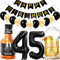 Conruich Geburtstagsdeko 45 Jahre Mann Frau, Luftballon 45. Geburtstag Deko Mann, Folienballon Zahl 45 Schwarz, Helium Ballon Whiskey Bierglas für 45. Geburtstag Manner Party Dekoration