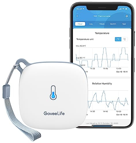 GoveeLife Termometro igrometro intelligente, monitor della temperatura WiFi H5179, sensore di umidità con app Alert, 2 anni di archiviazione dati gratuita, termometro wireless da interno per casa,