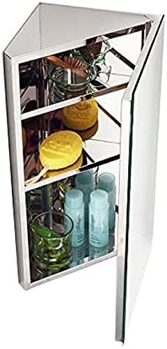 11.8 X23.6 Badezimmerspiegelschrank Aus Edelstahl - Dreiecksschrank - Eckschrank - Wandmontierter Multifunktions-Küchen-Organizer Mit Spiegel,Collector88