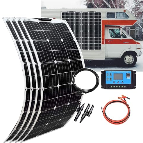 Flexible Solar Panel Kit (80w/160w/240w/320w), 12v Battery Charging + 40A Solar Controller, for Boat, Car, Caravan, 77x51cm,320W