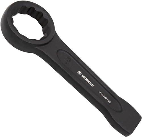WEDO Schlag-Ringschlüssel,SW 55mm,Länge 265mm,Ringschlüssel,Ringschraubenschlüssel,Schraubenschlüssel,40 Chromstahl,Metrisch,schwarzer Spray auf der Oberfläche,Verschleißfestigkeit,DIN7444