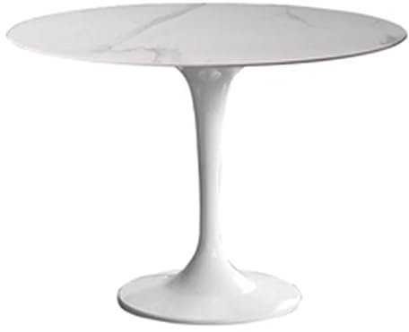 KUviez Table De Bistrot Table À Manger Ronde Table Tulipe du Milieu du Siècle Dessus De Table en Marbre Imprimé pour 4-6 Personnes Table D'appoint Pré-assemblée Table Basse De Loisirs(Size:100CM,Co