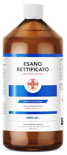 AIESI® Esano rettificato (Benzina rettificata) solvente sgrassatore flacone da 1 litro, Per uso professionale ed industriale, Made in Italy