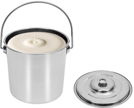 12L Edelstahl Eimer Kücheneimer putzeimer Futtereimer mit Henkel Deckel Bucket Edelstahl Eimer Garten Industrieeimer
