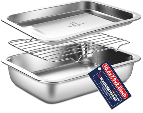 Edelstahl Lebensmittelzubereitungsbehälter mit Gestell und Deckel (Tablett), 5,6 l, Catering-Pfannen, Restaurant-Pfannen, Buffet-Partypfanne, Bräter mit Gestell, Backgeschirr, Bräter, Auflaufform