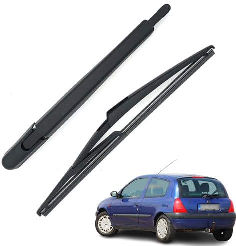 Ruolin Auto Heckscheibenwischer Schwarz, Ersatz Heckwischerarm Wischerarm Hinten + Scheibenwischer Wischer Set Ersatz für Clio 2 1998-2006