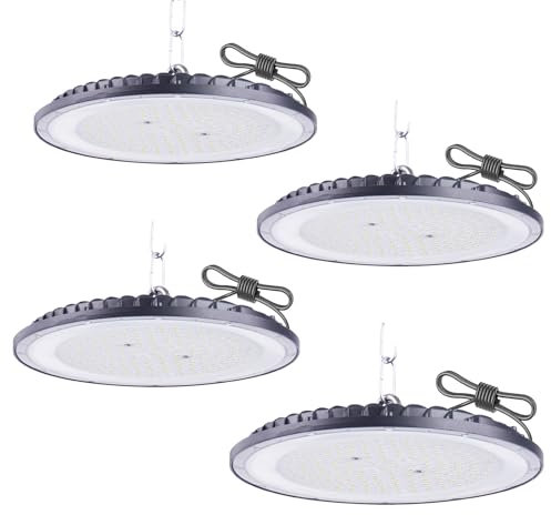 Fosingut Faretto LED UFO 300W, 110lm/W Super Luminoso UFO Lampada LED Officina,432 LEDs High Bay Light,IP65 6500K BiancoFreddo Proiettore LED Lampadario Industriale per Garage,Magazzini,Fabbrica-4pcs