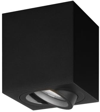 Ledvion LED Aufbauspot Schwarz Quadratisch 3W Kaltweiss dimmbar | mit Leuchtmittel geliefert; fuer Decke Flur Kueche und Wohnraum