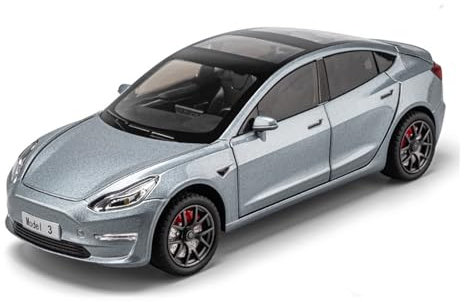 GUOXUN Maßstab 1:24, geeignet für Tesla Model 3 Automodell, Druckgusslegierung, hochsimulierte Interaktion mehrerer Komponenten(Silver)