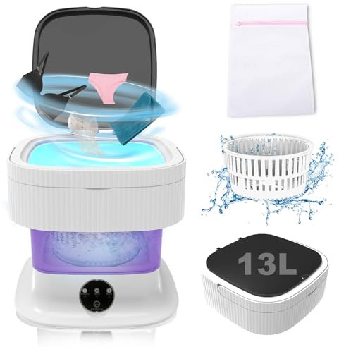 Camping Waschmaschine, 15L 2kg 2 in 1 Mini Waschmaschine mit Schleuder Tiefenreinigung von Babykleidung und Unterwäsche, Portable Waschmaschine für Schlafsäle, Wohnmobil, Wohnungen, Reisewäsche, Lila