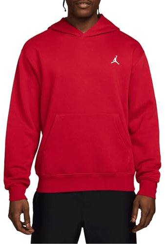 Nike Jordan Brooklyn Fleece Felpa con Cappuccio, Gym Red/White, L Uomo