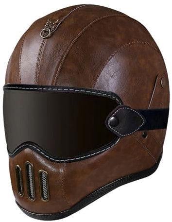 Vintage-Integral-Motorradhelm DOT/ECE-Geprüft Moto-Scooter Retro-Klassiker Crash-Racing Rallye-Touring-Motorradhelm Integralhelme Für Roller Herren Und Damen 25,L=59~60cm