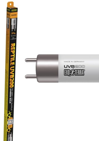 Exo Terra UVB 200 T5 Ultra High Output Fluorescent Reptile Bulb, 54w, 46 | Vitamin D3 & Calcium Support. Ideal for Tall Terrariums.