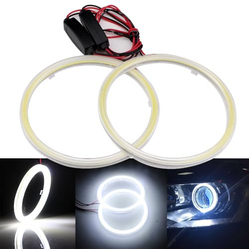 GLL Anillo de ojos de ángel blanco COB Proyector de coche DC 12 V 24 V (blanco 120 mm)